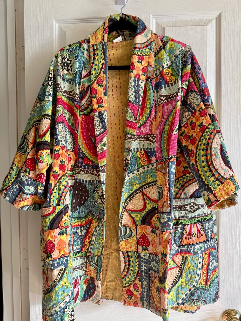 Dolly Parton Coat of Many Colors look alike - Colorful Patchwork Kantha pattern